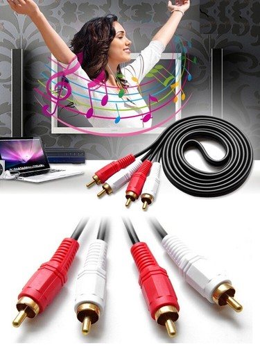 Premium 2RCA to 2 RCA Male To Male M/M Dual Stereo Audio Copper Core Cable Lead - Bild 4 von 4