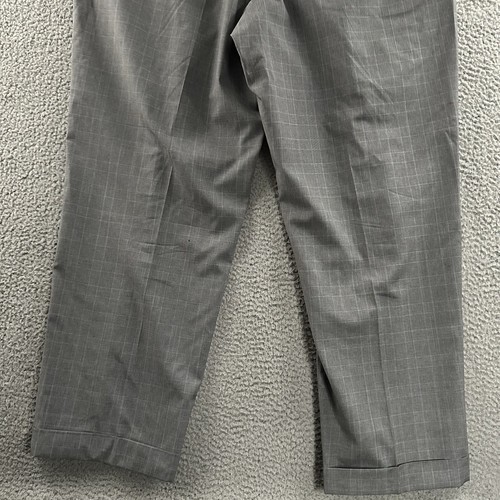 Hart Schaffner Marx Mens Pants Gray Size 42x29 Dress Pant Plaid Pleated Wool - Picture 16 of 17