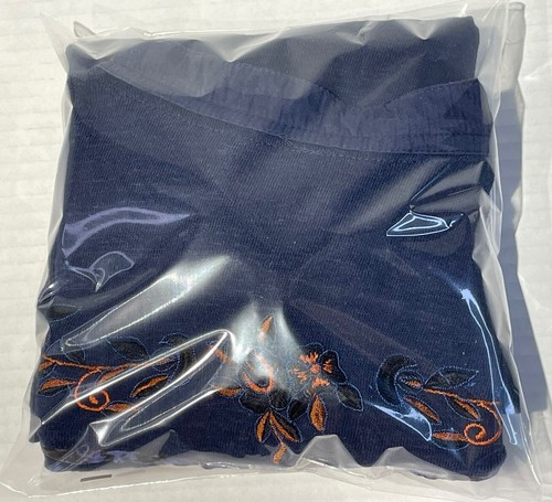FREE PEOPLE Peasant Tunic Top Sz XS 36 Chest Navy Embroidered Snaps Balloon Slv - Picture 18 of 18