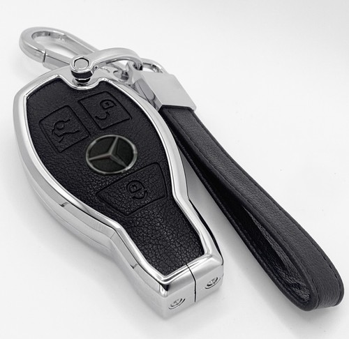 Alloy Leather Key Fob Case Cover Shell For Mercedes Benz A C E S CLA CLS GLE GLC - Bild 7 von 12