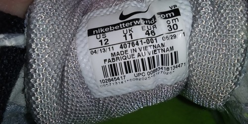 Nike Air Max Moto+ 8 (size 12) White/Neo Lime-Blk-Slv mens Running 407641 130 - Picture 4 of 4