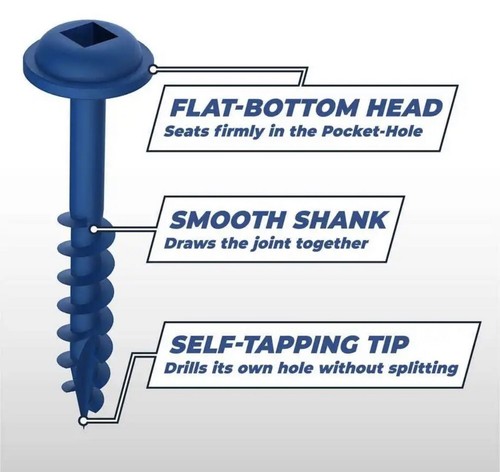 #8 X 2-1/2 In. Square Drive Round Head Blue Kote Coarse Pocket-hole Screw (125 - 第 3/5 張圖片