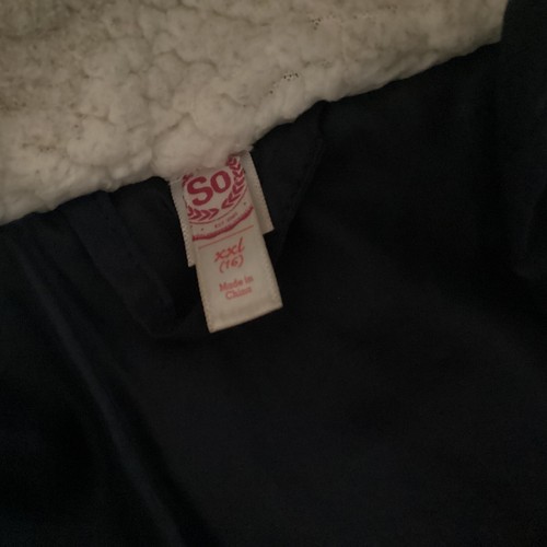 Kohls SO Winter Hooded Puffer Jacket Girls Sz XXL 16 Blue Zipper 4 Pockets - Picture 3 of 3