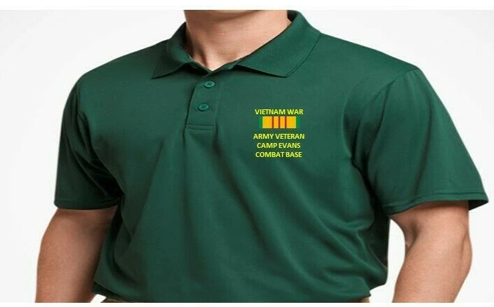 CAMP EVANS COMBAT BASE VIETNAM VETERAN*EMBROIDERED POLO SHIRT/SWEAT/JACKET.