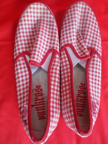 PUNKROSE red & white checkered comfy slip on flats Womens-10 - Picture 6 of 6