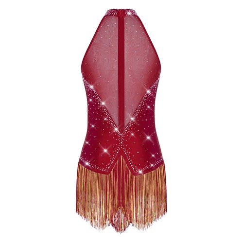 Damen Kleider Stadium Tanzbekleidung ChaCha Kostüm Nachtclub Outfit Bar Strass - Bild 18 von 90