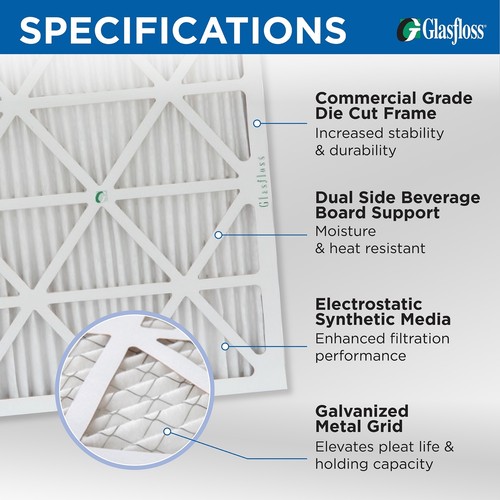 Filtros de aire plisados para horno de CA Glasfloss ZL 12x20x2 MERV 10. Cantidad 4. - Imagen 3 de 5