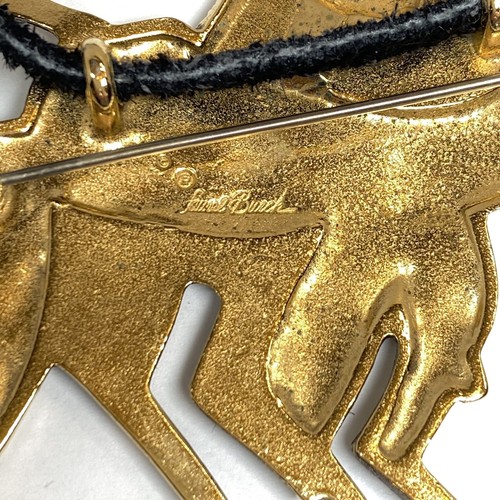 Laurel Burch Native Horses Wild Stallion Gold Tone Necklace Pendant Brooch VTG - Picture 11 of 16