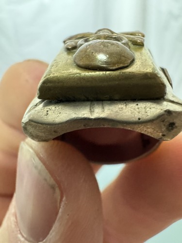 Vintage Biker Ring Skull Crossbones Mexico Mark Fleur de Lis 1950’s 10 1/4? - Bild 9 von 14