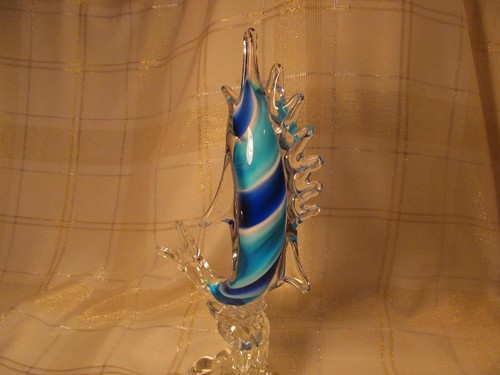MURANO GLAS MARLIN SCHWERTFISCH FIGUR MUNDGEBLASEN 14 1/4 T X 7" A X 4 1/2 D. !!! - Bild 3 von 24