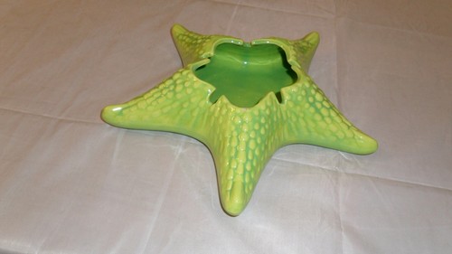 Vintage Mid Century Ceramic Starfish Ashtray 11” Dia. Flowered Turtle Florida - Picture 2 of 8