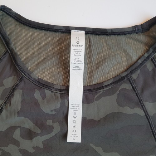 Lululemon Sculpt Tank Incognito Camo Multi Gator Green Black Sz 12 Lot NWT & EUC - 第 3/16 張圖片