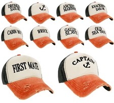Unisex Baseball Cap Boating Hat Captain,Skipper,Wreck,Pirate,Drunk Sailor Orange