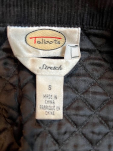 Talbots Womens Quilted Black Jacket Corduroy Trim Blazer Pockets Stretch SMALL - Picture 6 of 7