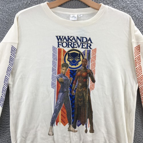 Marvel Black Panther Wakanda Forever Sweatshirt Womens M Cotton Blend Beige NEW - Picture 2 of 21