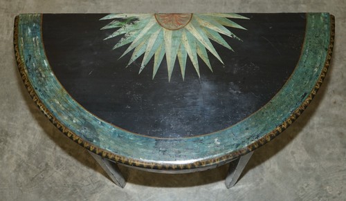 FINE 18TH CENTURY CIRCA 1760 HAND POLYCHROME PAINTED DEMI LUNE CONSOLE TABLE - Picture 4 of 12
