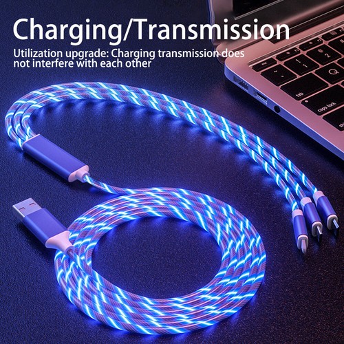 3 in 1 Charger Cable 66W Fast Charging Data Cable For iPhone USB TYPE C Android - Zdjęcie 2 z 12
