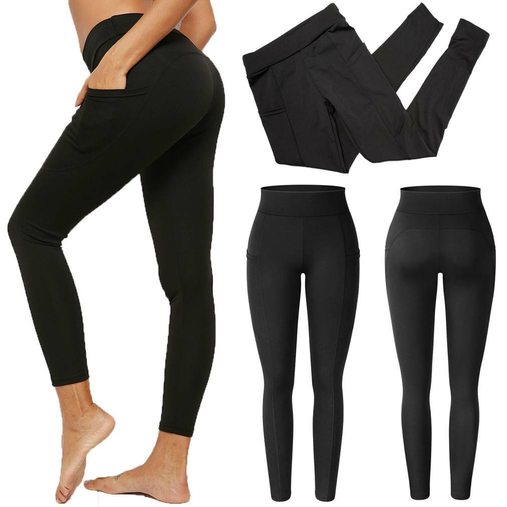 Women High Waisted Yoga Leggings Pocket Pants Fitness Sport Gym Workout Athletic