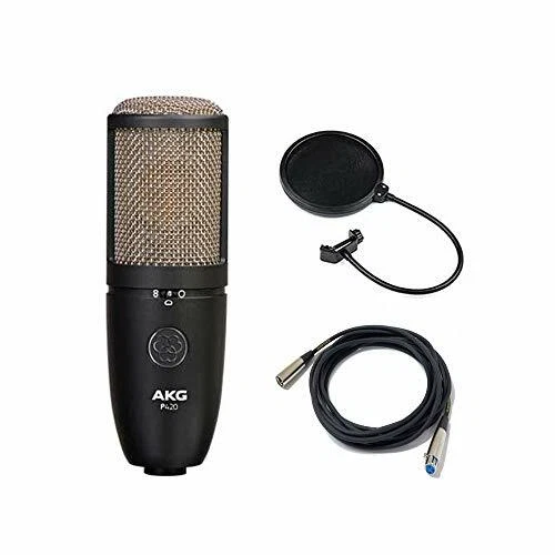 AKG P420 Large Diaphragm Condenser Microphone + Pop Filter & Cable