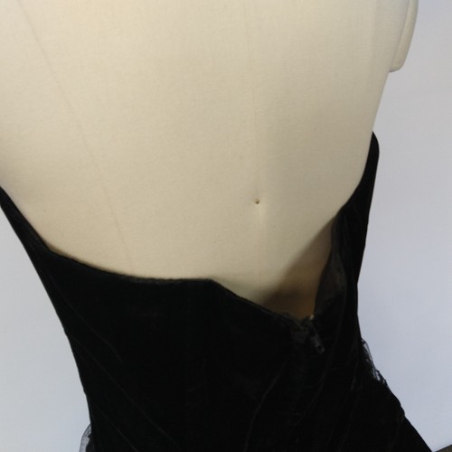 Vintage Gunne Sax Scott McClintock Black Velvet Lace Dress Size 14 Strapless - Picture 10 of 11