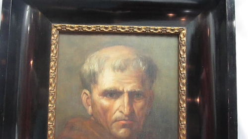 Straordinario volto di frate/monaco francescano olio su tela G. H. Schüter - Video 1 di 1