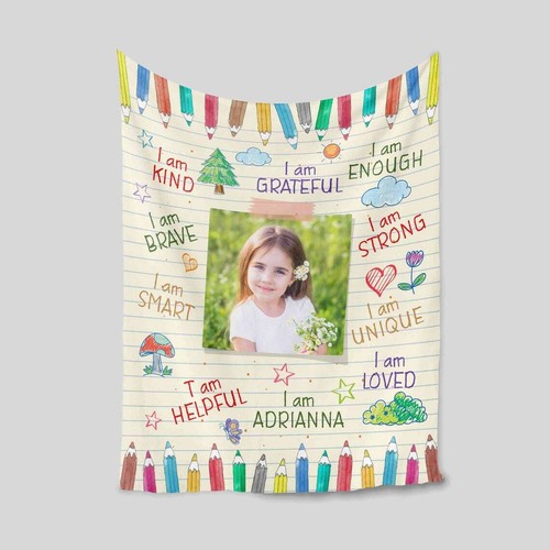 Personalized Kid Blanket, Kid Affirmations Blanket, Custom Photo Baby Blanket - Picture 3 of 5
