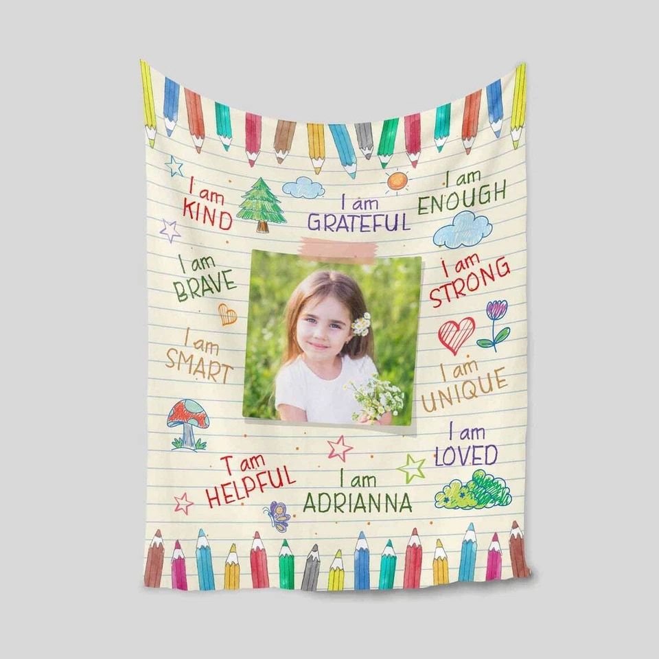 Personalized Kid Blanket, Kid Affirmations Blanket, Custom Photo Baby Blanket - Image 3 of 4