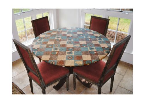 Edged Flannel Backed Vinyl Fitted Table Covers Lg Round Elastic Plastic 45 58 602401761025 Edged Flannel Backed Vinyl Fitted Table, Round Vinyl Table Top Covers