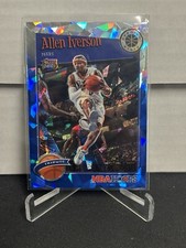 2019-20 NBA Hoops Premium Stock #285 Allen Iverson Blue Cracked Ice Prizm 76ers