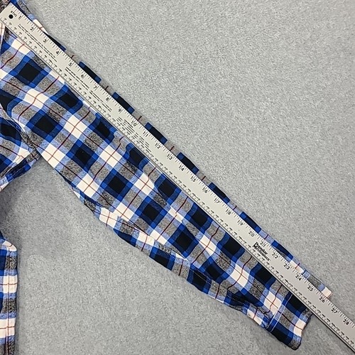 Eddie Bauer Flannel Shirt Mens XL TALL LS Blue Tartan Plaid Classic Fit Button - Picture 11 of 20