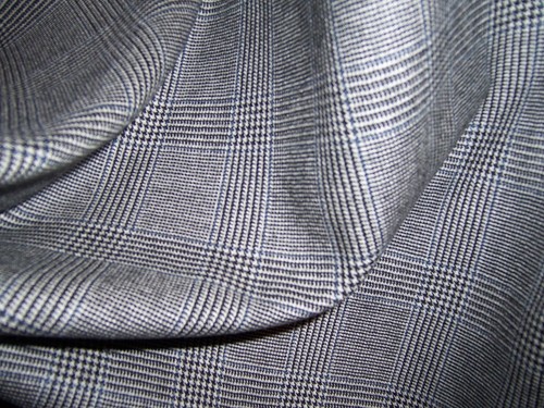 2.75yds LUXURIOUS PURE CASHMERE BLACK WHITE BLUE CLASSIC PLAID JACKET FABRIC - Picture 2 of 4