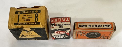 Lot of 5 Vtg Screws Tacks Rivets American Cross Chicago Advertising Tins & Boxes - Picture 6 of 7