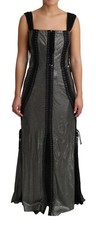 DOLCE & GABBANA Dress Black Crystals Lace Up Runway Gown IT44/ US10 / L $44000