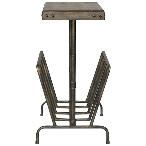 Uttermost Sonora Iron and Wood Magazine End Table in Warm Walnut and Gray - Picture 5 of 7