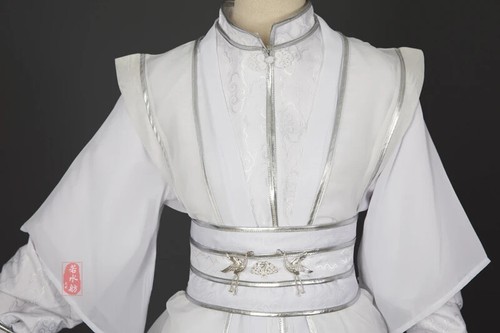 Men's Hanfu, White Dress, Chinese Party Costume, Stage Performance Costume - Picture 10 of 15