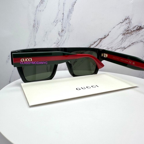 New GUCCI Sunglasses Black Gold Red Green Classic Web Arm Authentic 2025 Release - Imagen 23 de 23