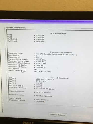 Dell Optiplex 7060 SFF Desktop Intel i7 8700, 3.20GHz, 1TB HD,16GB Ram FREE SHIP - Picture 13 of 19