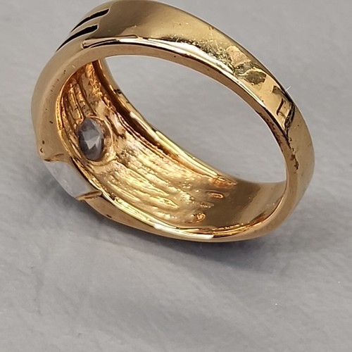 Rhinestone Ring Mens Clear 14K HGE Lind Heavy Gold Electroplate Sz 12.5 - Picture 8 of 14