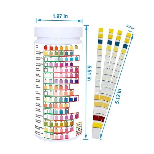 50/100Pcs 16 IN 1 Drinking Water Test Strips Hardness PH Home Water Quality Test - Picture 9 of 18