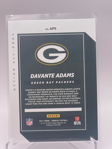 2021 Panini Donruss Davante Adams Action All-Pros Insert AP5 Green Bay Packers - Picture 2 of 2