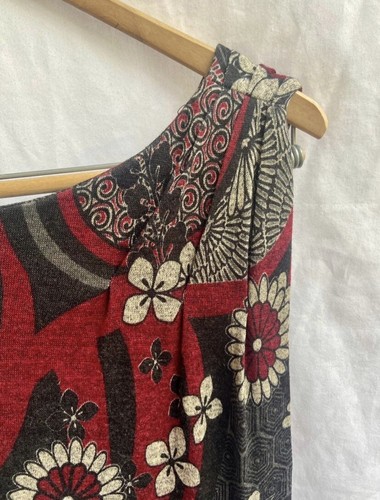 Vintage asiatisches Blumen Satsuma Kleid drapiert Etui Etuikleid Walter Baker Retro Gr. S - Bild 2 von 6
