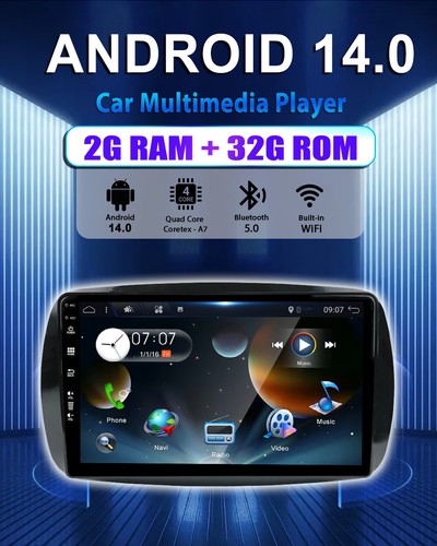 Autoradio Android 14 GPS Navi Für Mercedes Benz Smart Forfour Fortwo 453 CarPlay - Bild 3 von 17