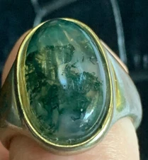 Vintage Monet Ring Womens Size 7 Cabochon Stone Silvertone Setting Signed