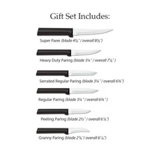 Rada Cutlery Paring Knives 6 pc Black Kitchen USA made L/R hand dishwasher safe