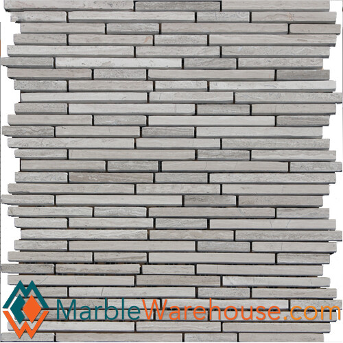 Wooden Grey Marble12"x12" Mosaic Polished 1/4"x Random Linear + Free Shipping - Picture 1 of 12