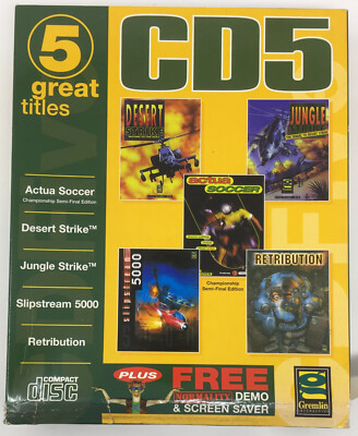CD5 Actua Soccer Desert Strike Jungle Strike Slipstream Retribution PC Big Box