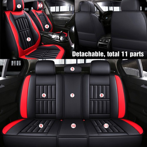 5 Seat Covers Full Set Waterproof PU Leather For Universal Sedan SUV Van Truck - Picture 4 of 12