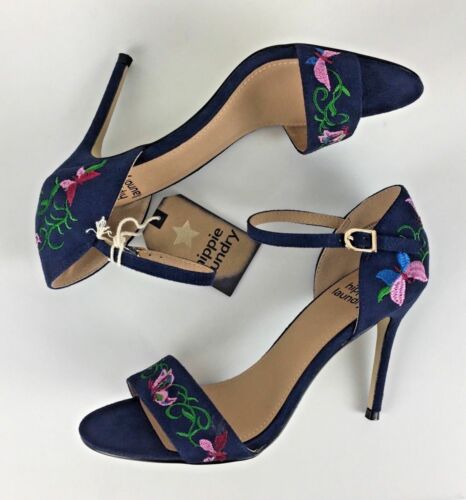 New Blue Hippie Laundry Vivienne Sandals Heels Shoes Size 8 Butterfly Boho NWT - Picture 3 of 12