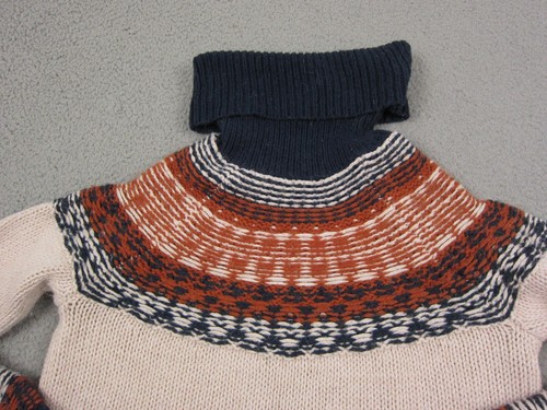 Madewell Sweater Womens Medium Mauve Blue Alpaca Cotton Turtleneck Chunky Knit - Picture 2 of 12