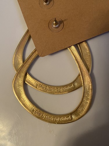 Glow By Sheila Fajl Thailand Signed Brush Gold Tone Dangle Drop Chic Earrings - Picture 17 of 21